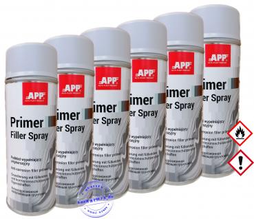 6 Dosen APP 1K Primer Filler, Füllgrundierung, Grau, 400ml je Sprühdose